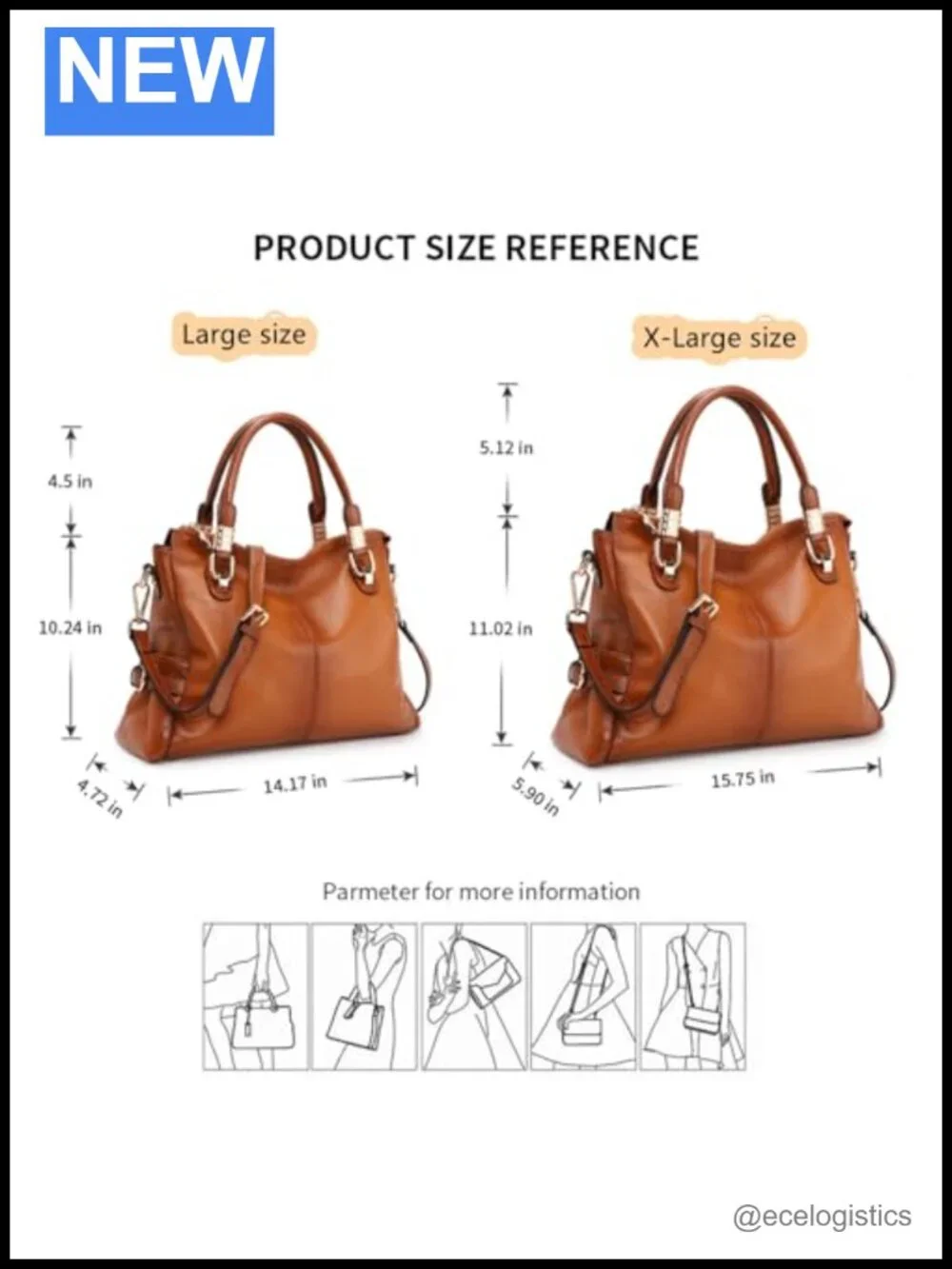 Genuine Leather Tote and Crossbody Bag Bundle Set for Women with Adjustable
